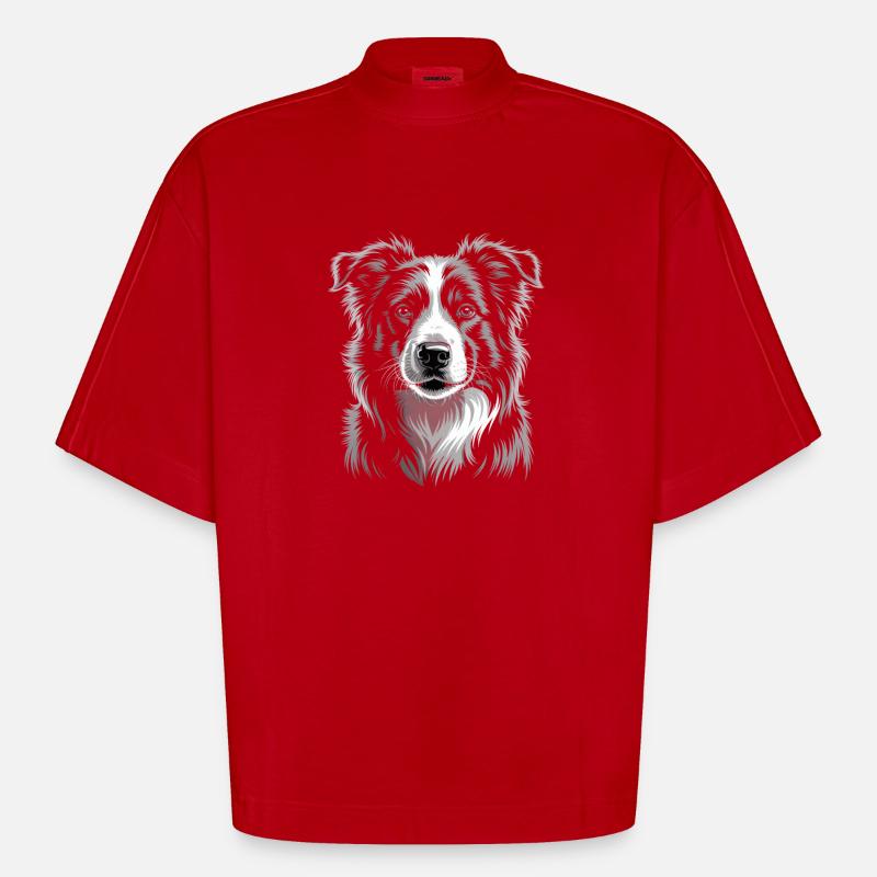 Boder Collie - Heavyweight Oversized Organic Boxy T-Shirt Made in EU - Rot
