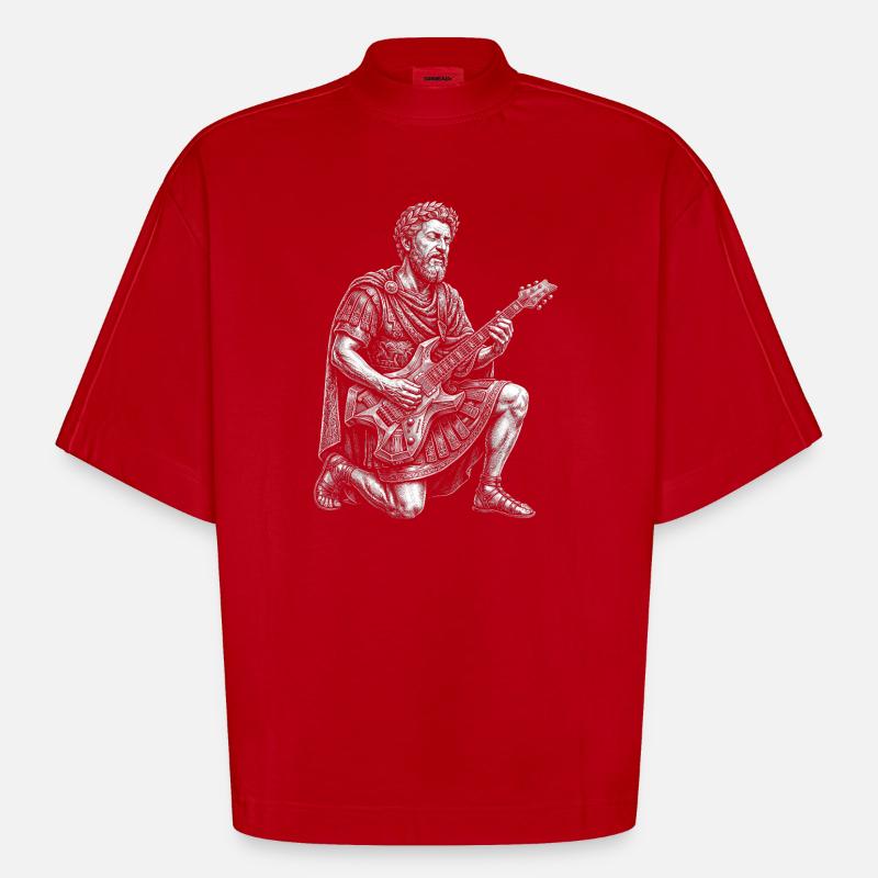 Marcus Aurelius spielt Gitarre - Heavyweight Oversized Organic Boxy T-Shirt Made in EU - Rot