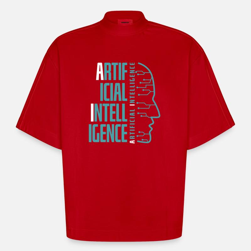 Conception des circuits par intelligence artificielle - T-shirt bio épais oversize Boxy fabriqué en UE - rouge