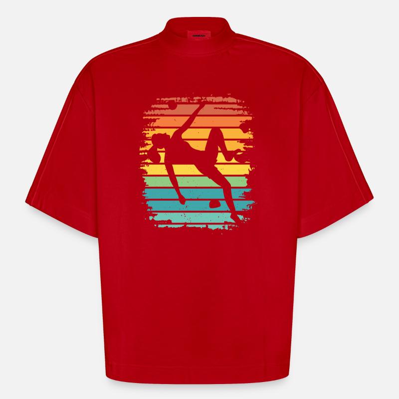 Bloc de bloc de Boulderer - T-shirt bio épais oversize Boxy fabriqué en UE - rouge
