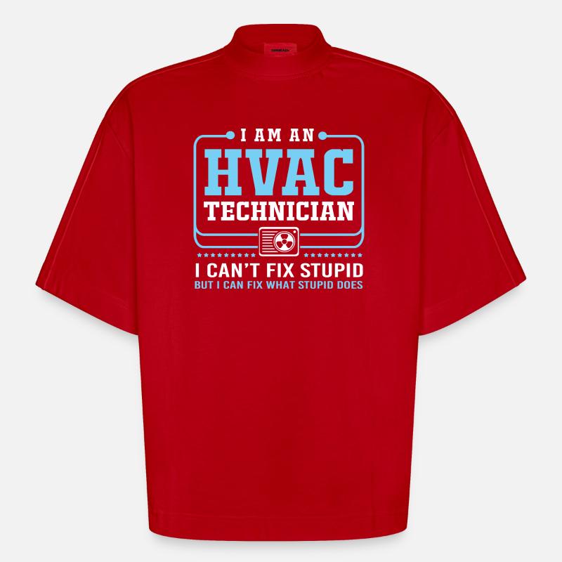 Technicien climatisation Technicien en réfrigération Chauffage - T-shirt bio épais oversize Boxy fabriqué en UE - rouge