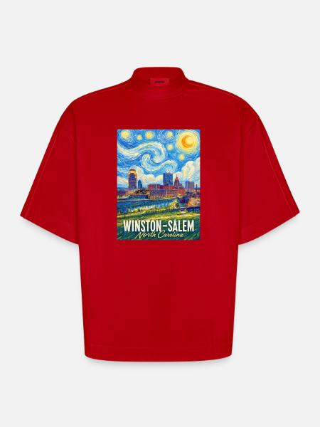 Winston-Salem, North Carolina - Heavyweight Oversized Organic Boxy T-Shirt Made in EU - Rot