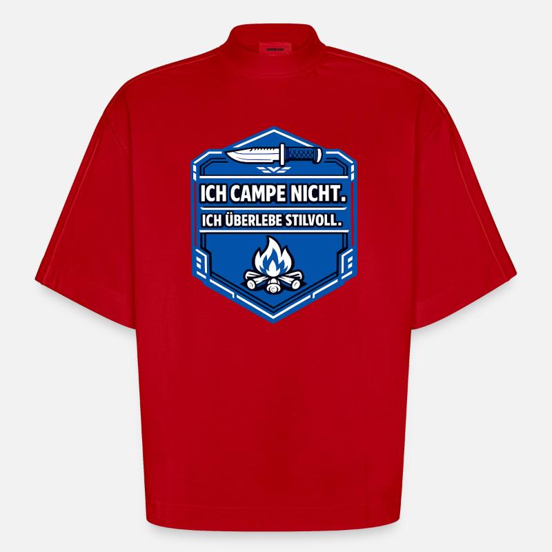 J’aime juste camper - T-shirt bio épais oversize Boxy fabriqué en UE - rouge