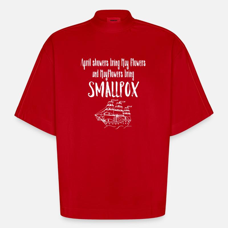 Mayflower Pocken-Satirisches Schiffsabschlag - Heavyweight Oversized Organic Boxy T-Shirt Made in EU - Rot