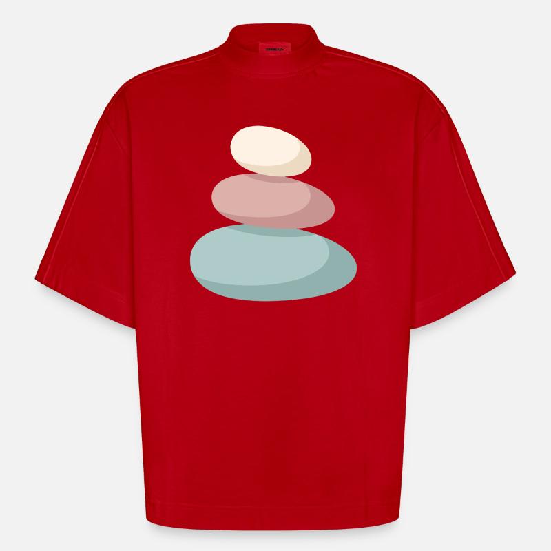 Pastel Stone Stack - Heavyweight Oversized Organic Boxy T-Shirt Made in EU - red