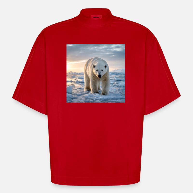Arktischer Eisbär auf Eis - Heavyweight Oversized Organic Boxy T-Shirt Made in EU - Rot