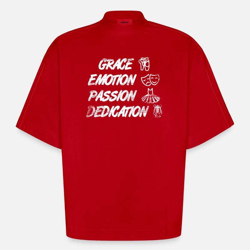 Grace Emotion Passion Devotion - Heavyweight Oversized Organic Boxy T-Shirt Made in EU - red