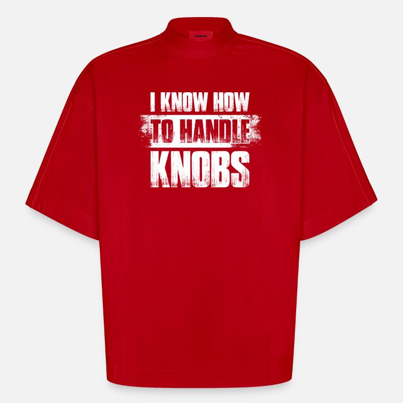 Handle knobs Tontechniker Toningenieur - Heavyweight Oversized Organic Boxy T-Shirt Made in EU - Rot