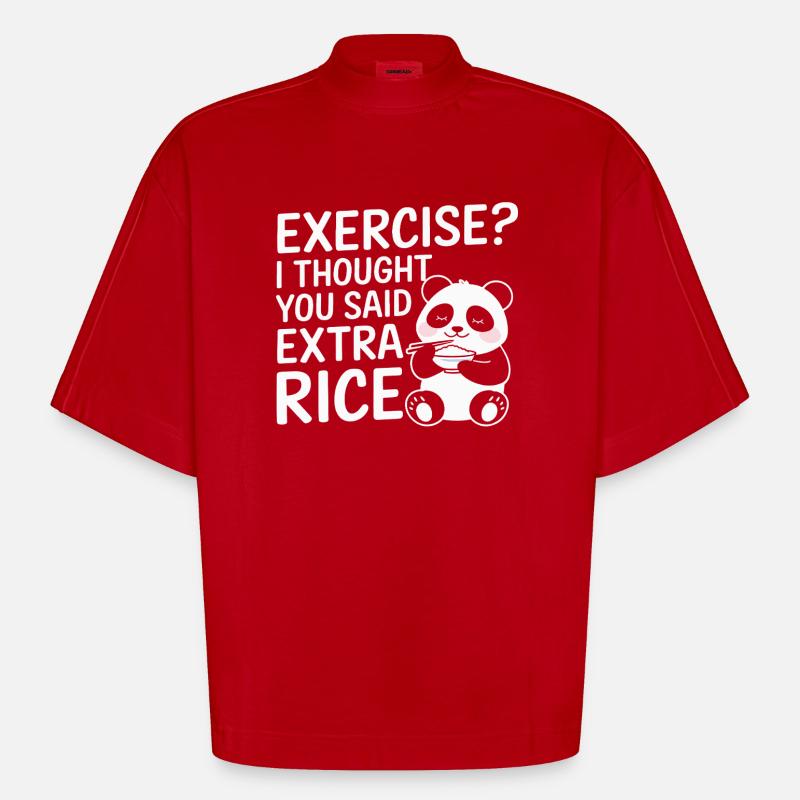 Panda demande plus de riz - T-shirt bio épais oversize Boxy fabriqué en UE - rouge