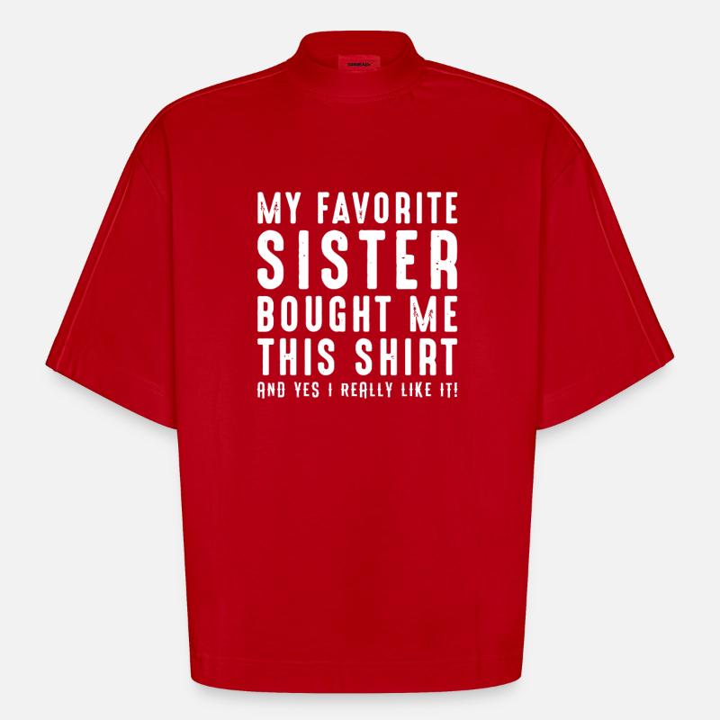 Schwester Geschenk Tee Quip - Heavyweight Oversized Organic Boxy T-Shirt Made in EU - Rot