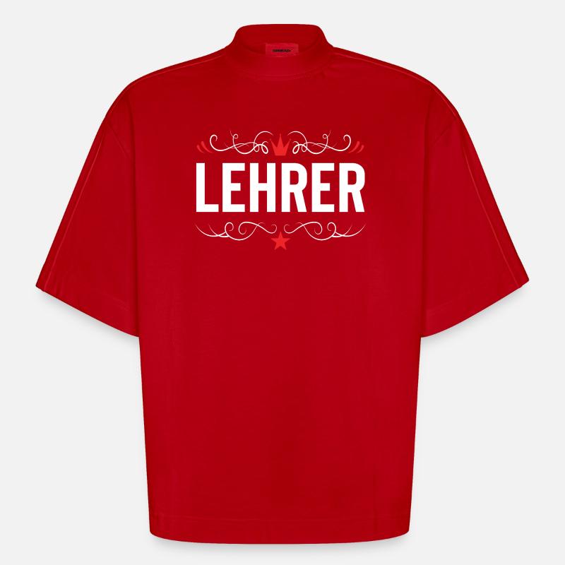 Lehrer Beruf - Heavyweight Oversized Organic Boxy T-Shirt Made in EU - Rot