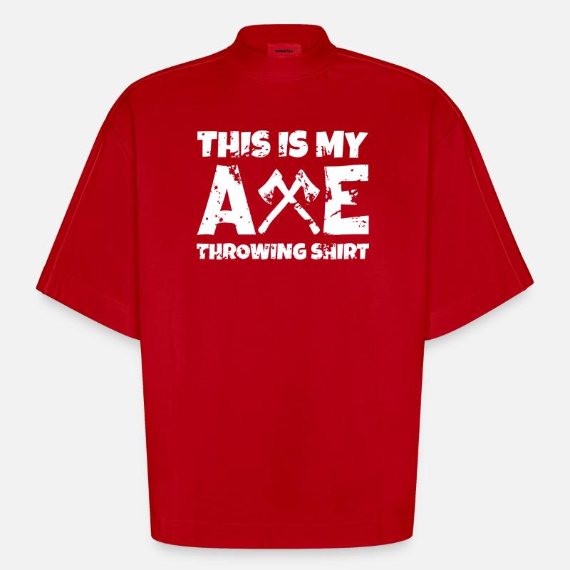 Axe Throwing Pride Tee - Heavyweight Oversized Organic Boxy T-Shirt Made in EU - red
