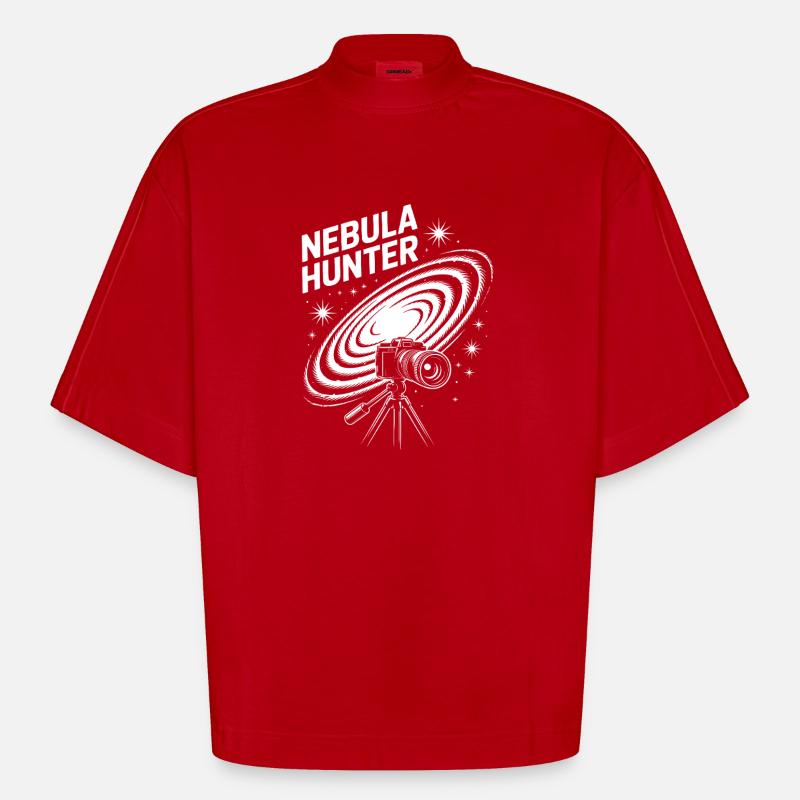 Nebula Hunter Kosmisches Teleskop - Heavyweight Oversized Organic Boxy T-Shirt Made in EU - Rot