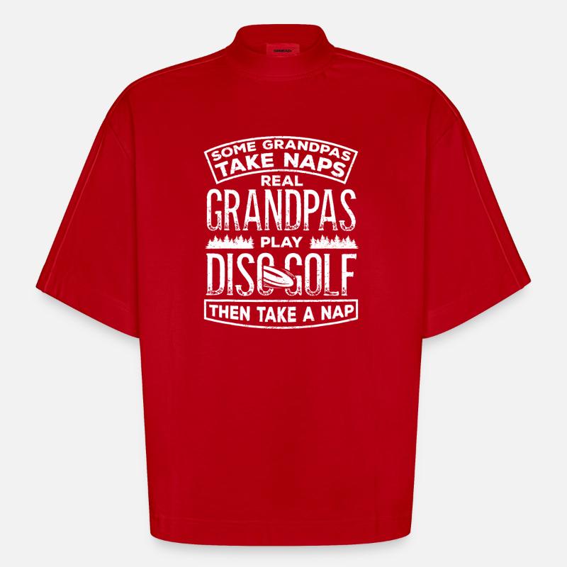 Grandpas Disc Golf Nickerchen-Abschlag - Heavyweight Oversized Organic Boxy T-Shirt Made in EU - Rot