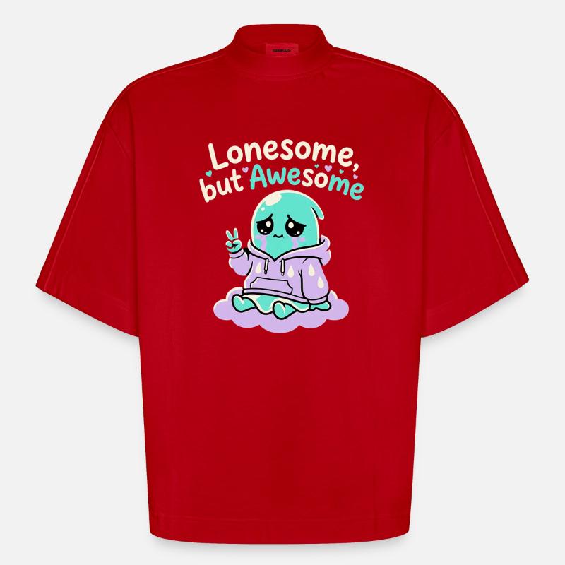 Fantôme Solitaire - T-shirt bio épais oversize Boxy fabriqué en UE - rouge