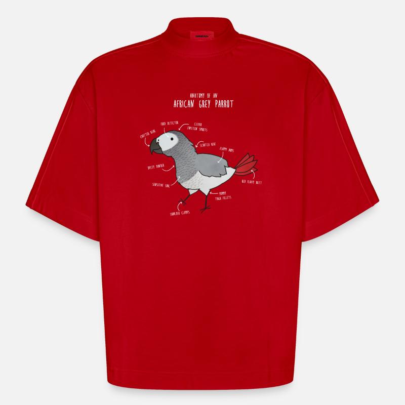 Ball Python Anatomy - Heavyweight Oversized Organic Boxy T-Shirt Made in EU - red