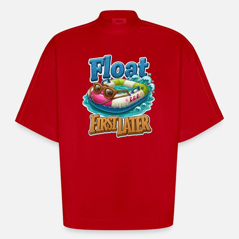 Float First, Later - Heavyweight Oversized Organic Boxy T-Shirt Made in EU - red