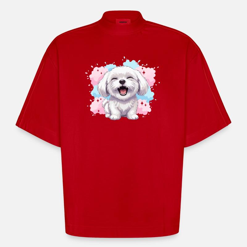 Éclaboussure pastel joyeuse et duveteuse - T-shirt bio épais oversize Boxy fabriqué en UE - rouge
