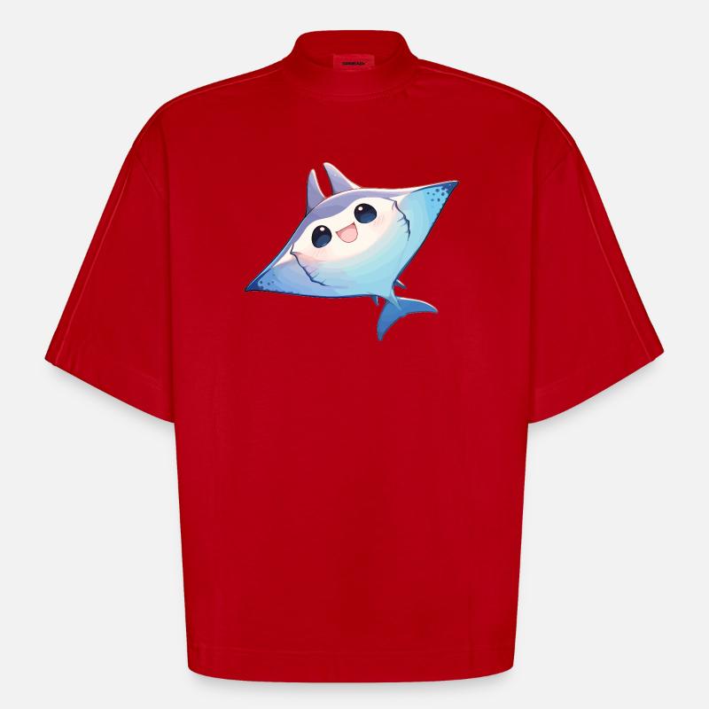 Rochen Mantarochen - Heavyweight Oversized Organic Boxy T-Shirt Made in EU - Rot