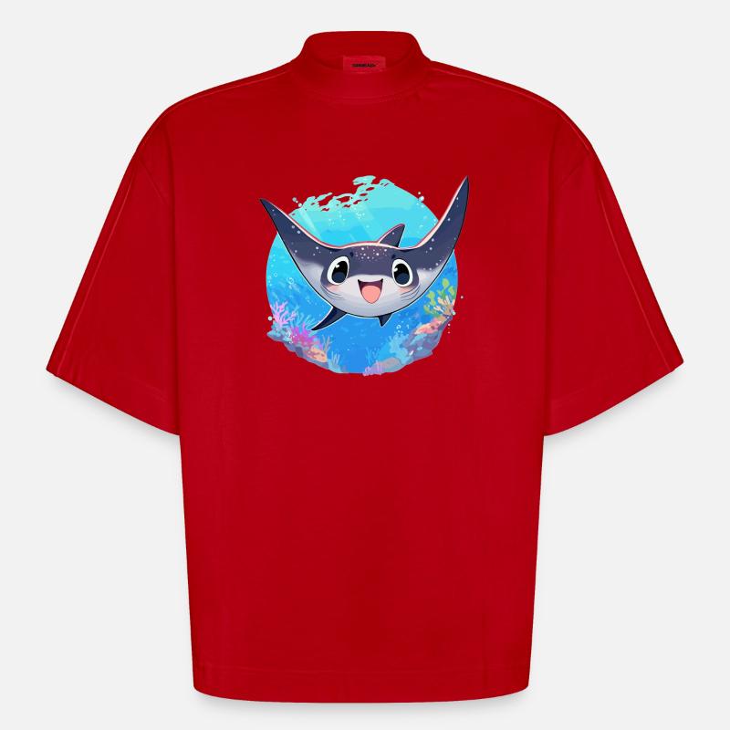 Rochen Mantarochen - Heavyweight Oversized Organic Boxy T-Shirt Made in EU - Rot