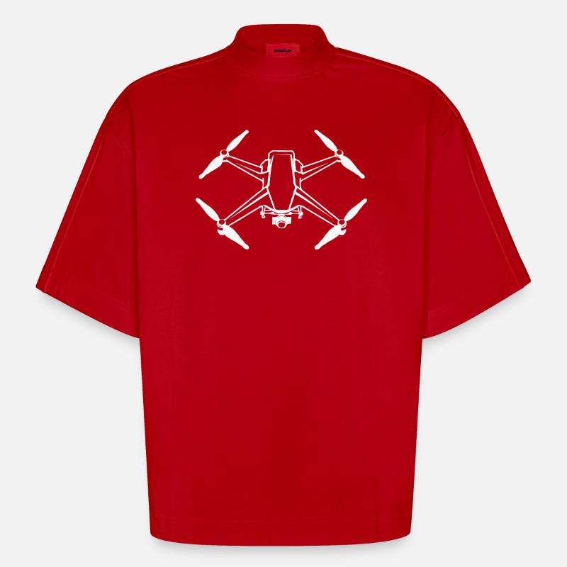 Drone Pilot Drones - Heavyweight Oversized Organic Boxy T-Shirt Made in EU - red