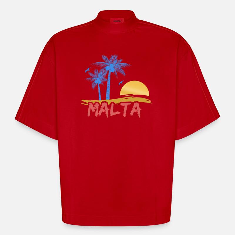 Malte - T-shirt bio épais oversize Boxy fabriqué en UE - rouge