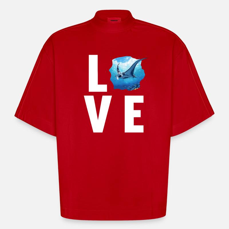 Rays Manta Rays - Heavyweight Oversized Organic Boxy T-Shirt Made in EU - red