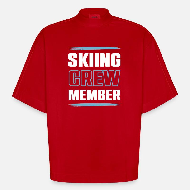 Équipe de ski - T-shirt bio épais oversize Boxy fabriqué en UE - rouge