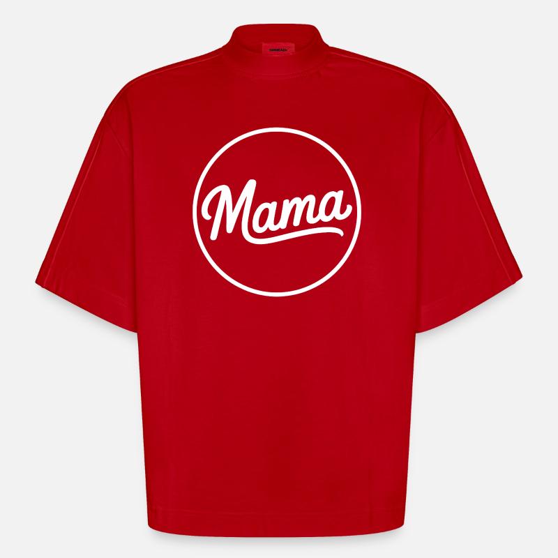 Mama Script Circle Logo Tee - Heavyweight Oversized Organic Boxy T-Shirt Made in EU - red
