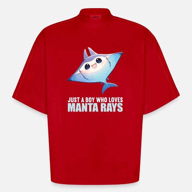 Rochen Mantarochen - Heavyweight Oversized Organic Boxy T-Shirt Made in EU - Rot
