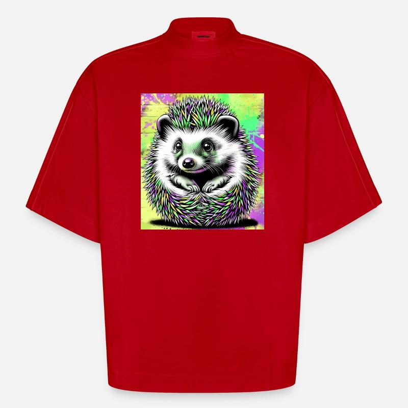 hérisson - T-shirt bio épais oversize Boxy fabriqué en UE - rouge