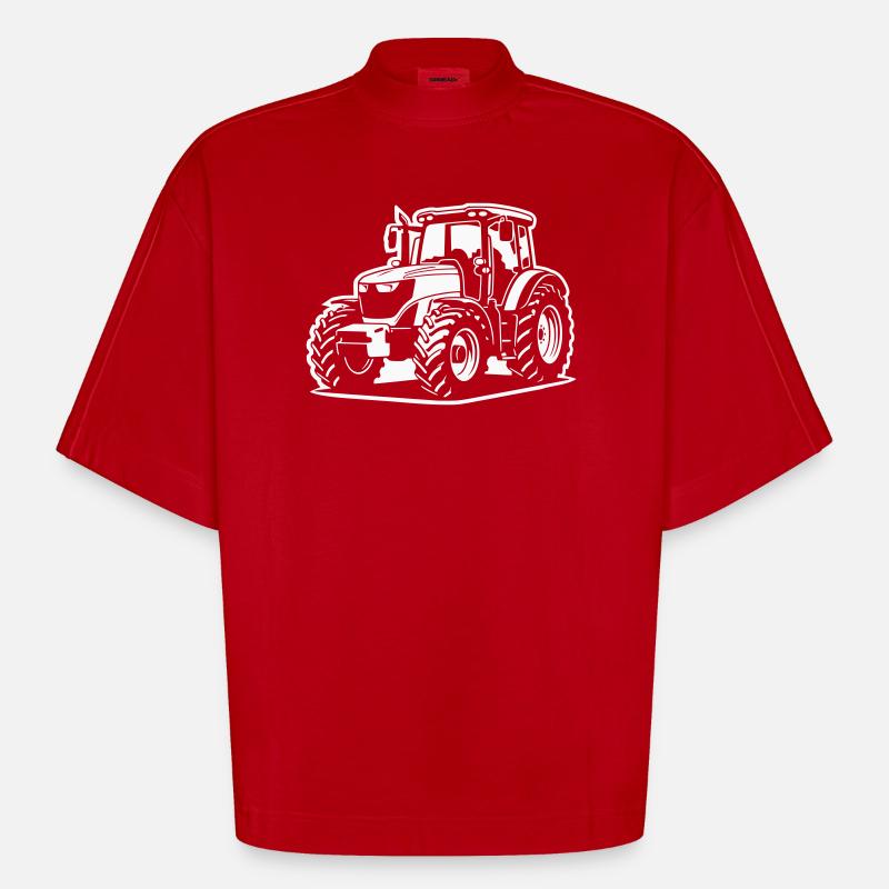 Traktor / Trecker / Schlepper (Differenzbild) - Heavyweight Oversized Organic Boxy T-Shirt Made in EU - Rot
