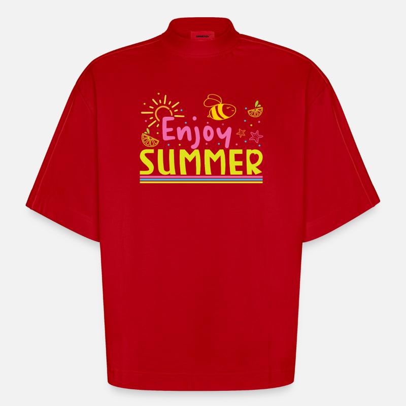 Profite de l’été - T-shirt bio épais oversize Boxy fabriqué en UE - rouge