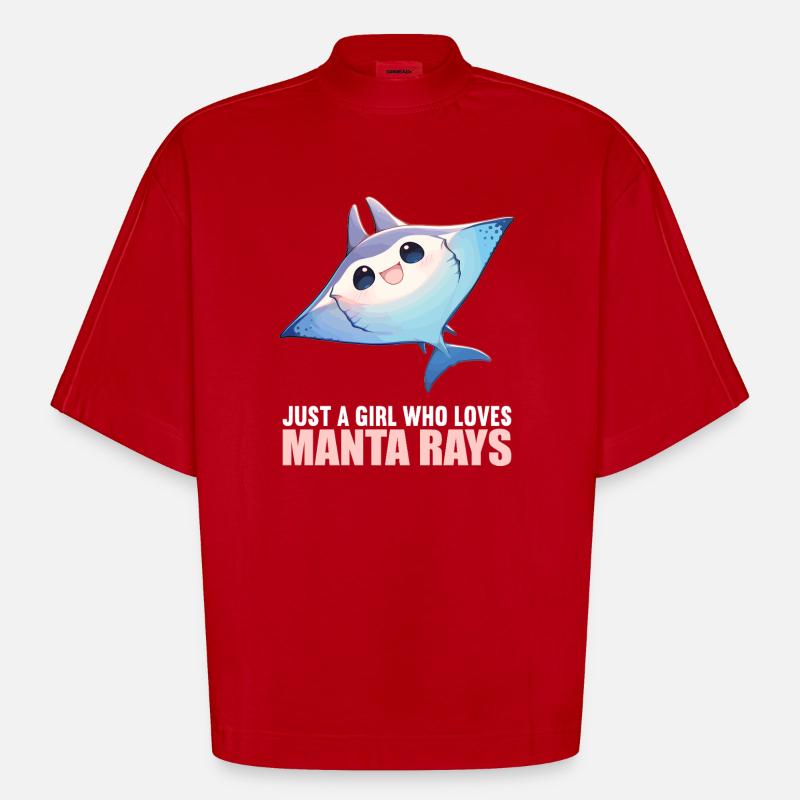 Rochen Mantarochen - Heavyweight Oversized Organic Boxy T-Shirt Made in EU - Rot