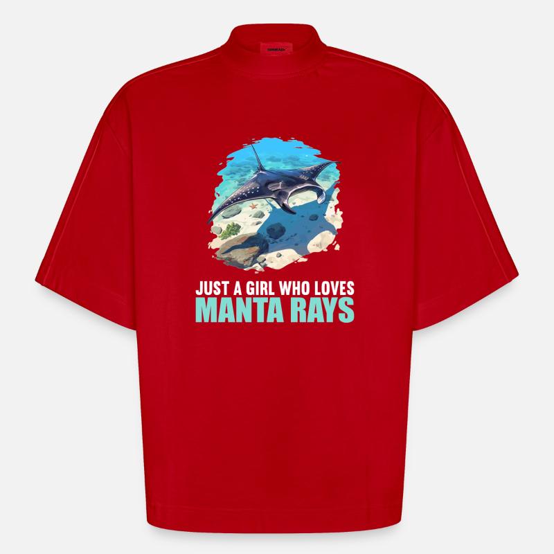 Rays Manta Rays - Heavyweight Oversized Organic Boxy T-Shirt Made in EU - red