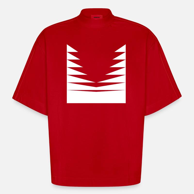 Triangles Pattern design - Heavyweight Oversized Organic Boxy T-Shirt Made in EU - red