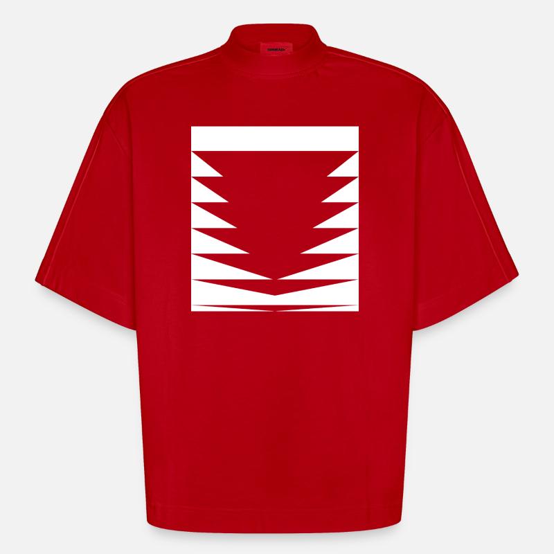black triangles pattern - Heavyweight Oversized Organic Boxy T-Shirt Made in EU - red