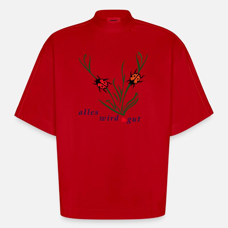 Alles wird gut - Heavyweight Oversized Organic Boxy T-Shirt Made in EU - Rot