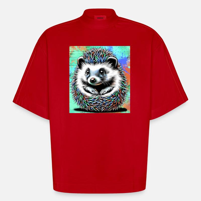 hérisson - T-shirt bio épais oversize Boxy fabriqué en UE - rouge