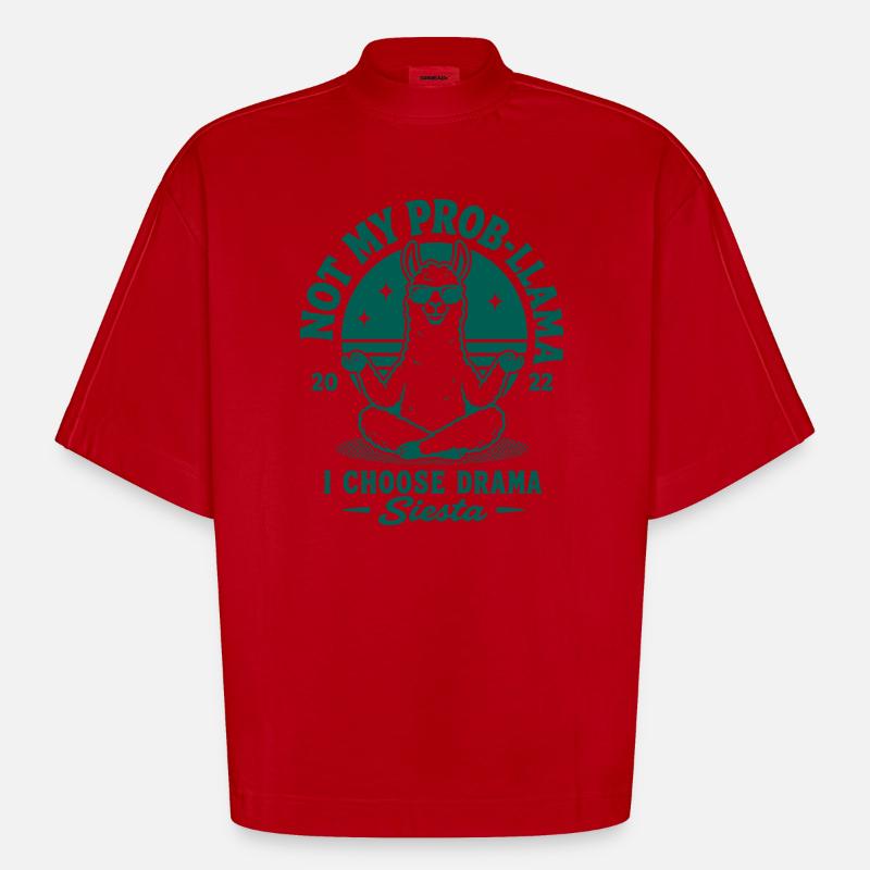 Pas ma sieste prob-llama - T-shirt bio épais oversize Boxy fabriqué en UE - rouge
