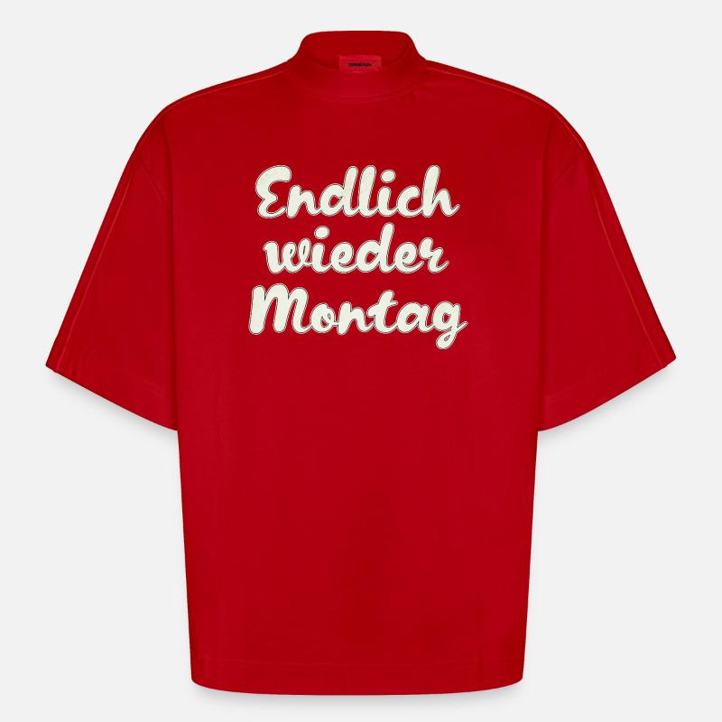Finally Monday again - Heavyweight Oversized Organic Boxy T-Shirt Made in EU - red