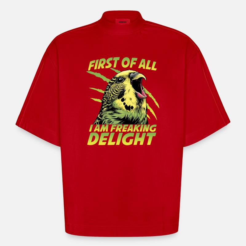 Perruche perruche australienne humour - T-shirt bio épais oversize Boxy fabriqué en UE - rouge