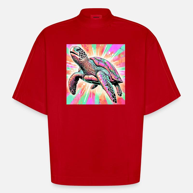 turtle - Heavyweight Oversized Organic Boxy T-Shirt Made in EU - red