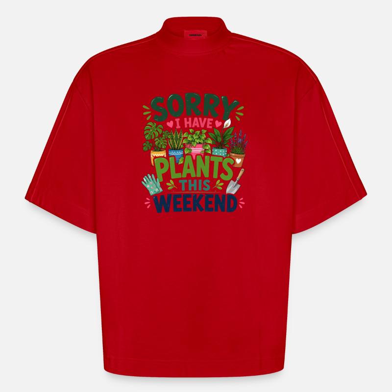 Désolé de planter ce week-end - T-shirt bio épais oversize Boxy fabriqué en UE - rouge