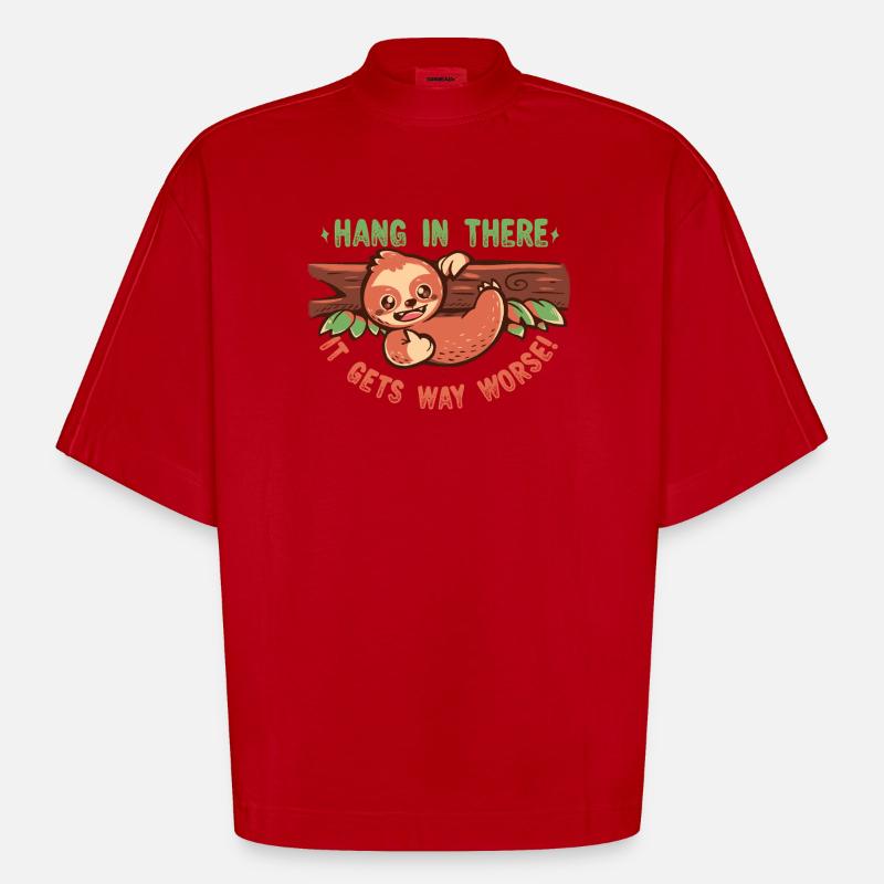 Halte durch, es wird noch viel schlimmer - Heavyweight Oversized Organic Boxy T-Shirt Made in EU - Rot