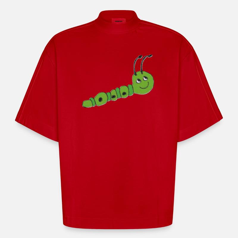 Impressionnisme de chenille - T-shirt bio épais oversize Boxy fabriqué en UE - rouge
