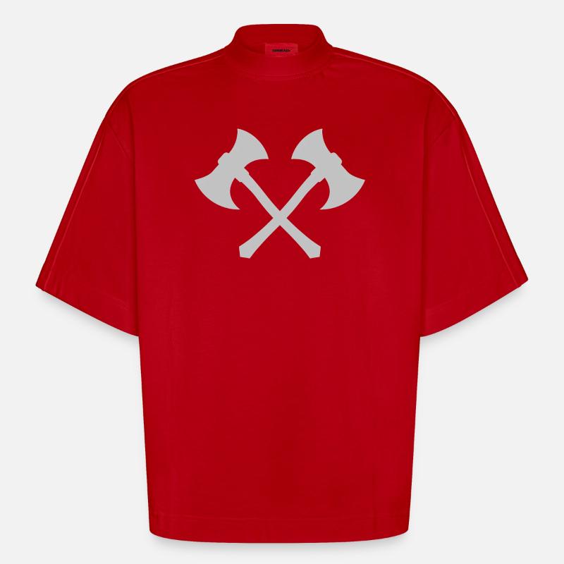 Hache transversale - T-shirt bio épais oversize Boxy fabriqué en UE - rouge