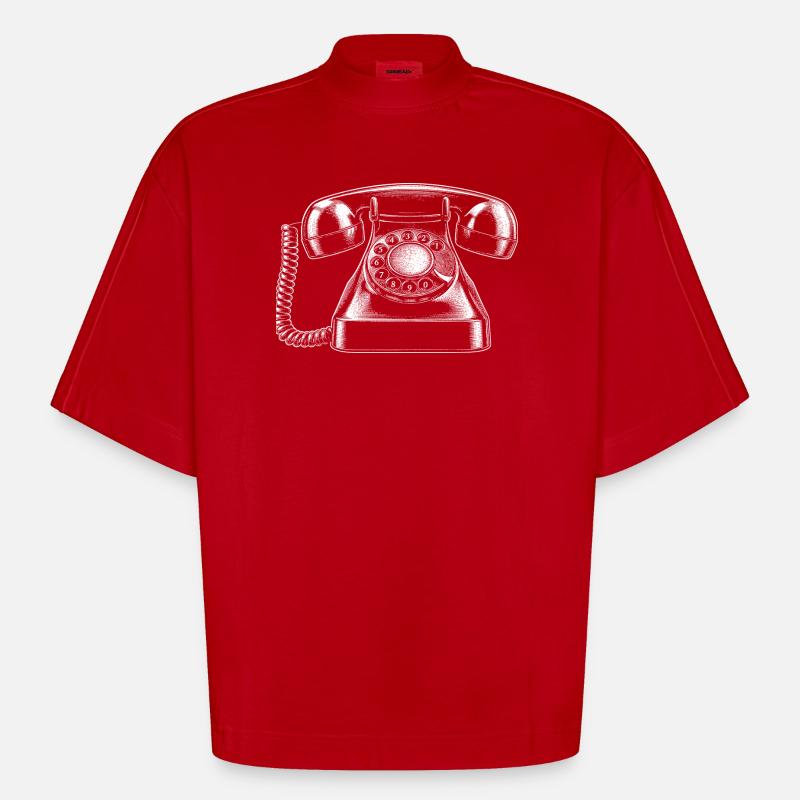 téléphone - T-shirt bio épais oversize Boxy fabriqué en UE - rouge