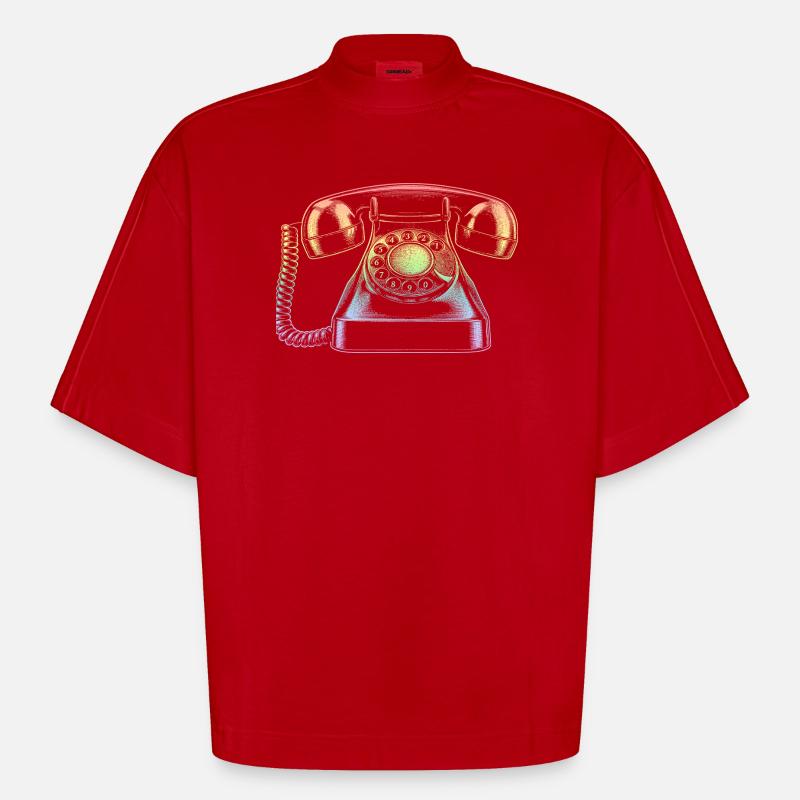 Telefon - Heavyweight Oversized Organic Boxy T-Shirt Made in EU - Rot