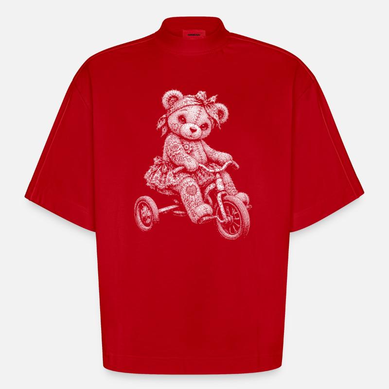 Teddybär - Heavyweight Oversized Organic Boxy T-Shirt Made in EU - Rot